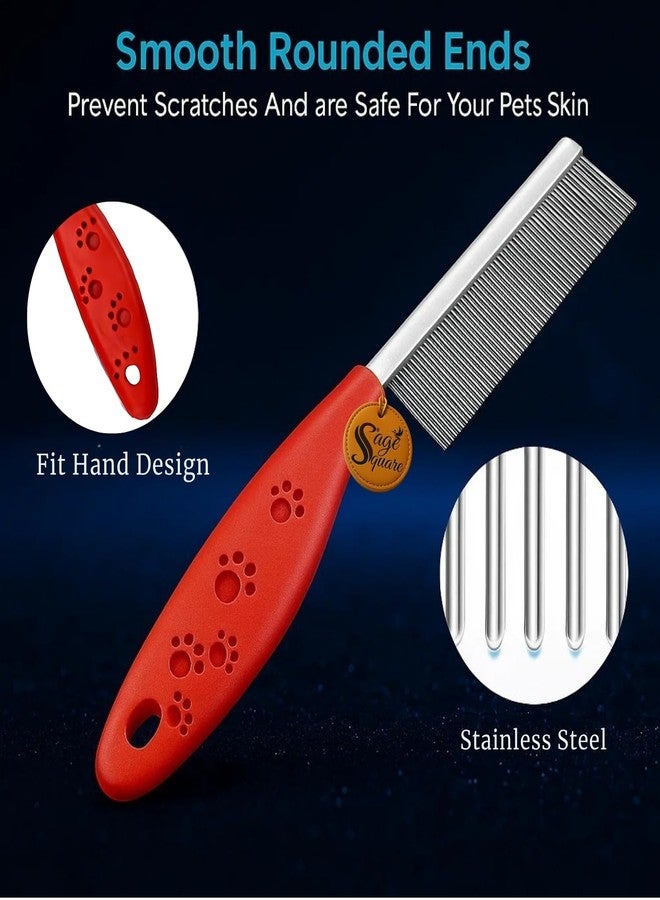 سايج سكوير مشط سيج سكوير للحيوانات الأليفة (الكلاب والقطط) | مشط تنظيف ذو وجه واحد بأسنان دقيقة من الفولاذ المقاوم للصدأ | أداة لفك التشابك، والتخلص من البراغيث، وإزالة الشعر المتساقط | مقبض مانع للانزلاق | مثالي للشعر القصير والطويل | 19 سم (عشوائي) - Image 2